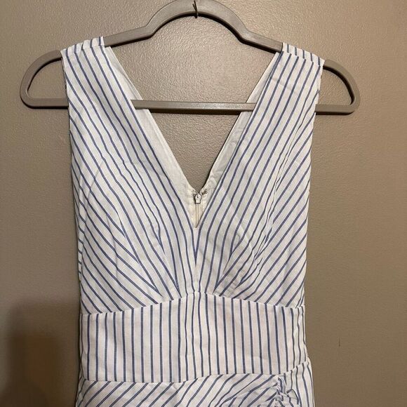 Rebecca Taylor Women's Sleeveless Stripe Wrap Dress linen blend - Picture 5 of 10